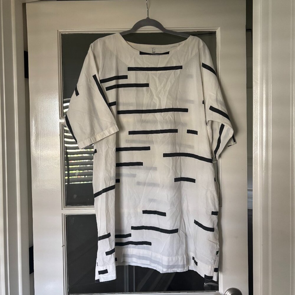 UZI NYC Cream Broken Stripe Now Dress